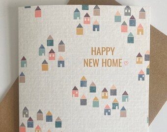 Happy New Home Greetings Card | Greeting Card | Housewarming  | Cute house Illustration | Handmade|  House Card | New Home Card |