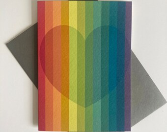 Rainbow Heart Greetings Card | LGBTQ+ Greeting Card | Anniversary Greeting Card | Valentines Day |Cute Illustration | Heart Print | Handmade