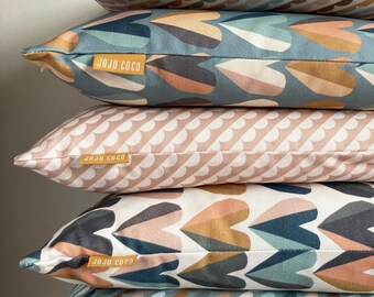 Heartfelt Cushion- Heart print cushions- feather filled inner pad- 100% Cotton Panama - 45cm X 45cm- Premium quality-Modern Heart print