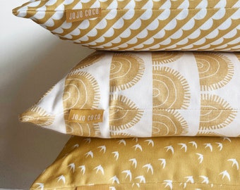 SUNSHINE Cushion- Sun printed cushion-  feather filled inner pad-100% Cotton Panama- 45cm X 45cm- Premium quality-Modern- Scandi- Sun print
