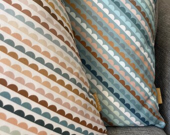 Scallop Multi Cushion- Scallop printed cushion- feather filled inner pad- 100% Cotton Panama-45cmx 45cm-Premium quality-Modern scallop print