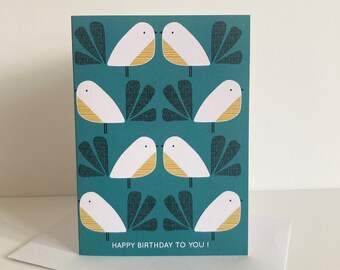 Nesting Bird Happy Birthday Card | Bird Greeting Card | Cute Illustration | Handmade|  Bird Birthday Card | Happy Birthday Card |