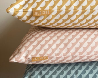 SCALLOP Cushion- Scallop printed cushion-feather filled inner pad-100% Cotton Panama -45cmx45cm-Premium quality- Modern- Scandi- Heart print