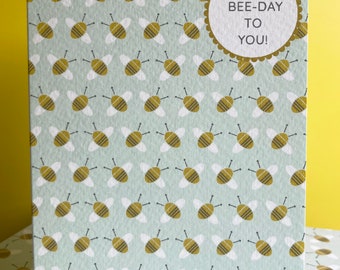 Happy Bee-day Card | Bee Birthday Card |  Bee Greeting Card | Cute Illustration | Handmade| Cute Bee Card | Happy Birthday Card