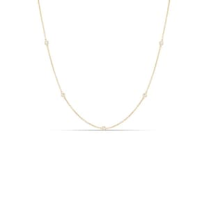 Zierliche Diamond Station Halskette • Echte Diamant Lünette Halskette • 14k Gold Layering Halskette • Diamant Punkt Halskette • Zierliche Goldkette
