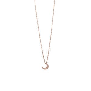 Crescent Moon Necklace – 14k Gold Diamond Moon Pendant – Dainty Celestial Necklace – Gold Moon Charm – Diamond Crescent Necklace