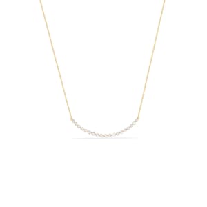 Curved Diamond Bar Necklace - 14K Gold Necklace | Dainty Bar Necklace | Stackable Necklace | Everyday Necklace | Women&#39;s Diamond Necklace