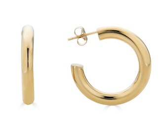 25mm Gold Hoops | Chunky Hoop Earrings | Medium Hoops | C Hoop Earrings | Thick Gold Hoops | Thin Gold Hoops |  First Everyday Hoop Earrings