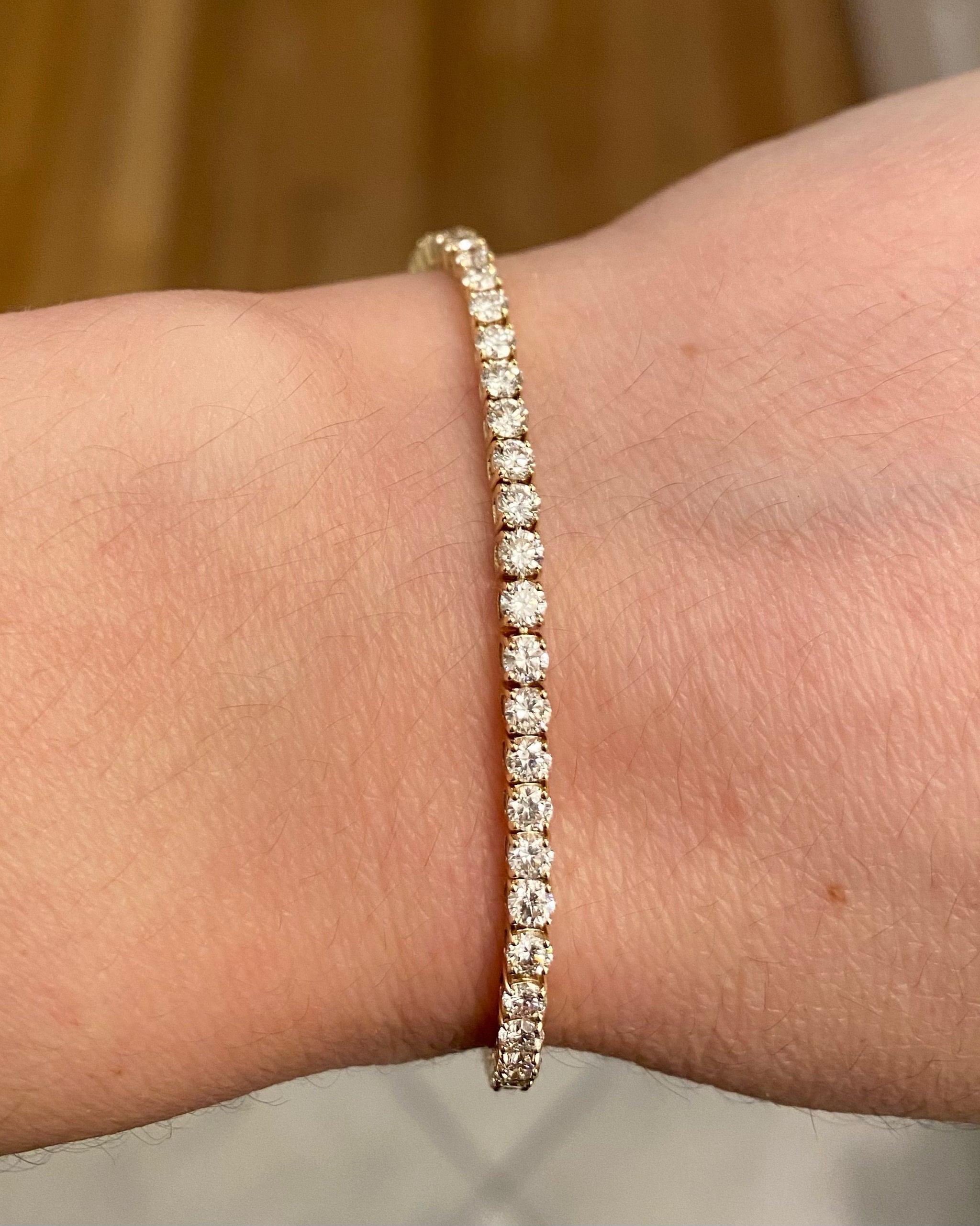 Pulsera de tenis de diamantes 14K / Oro amarillo de 14K / Oro | Etsy