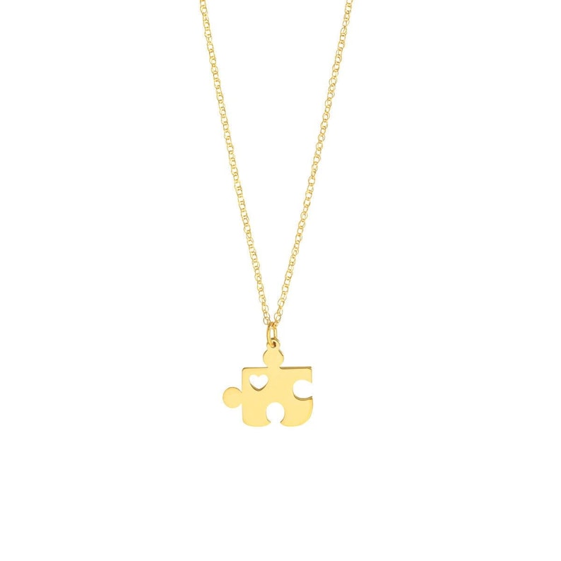 Gold Puzzle Piece Necklace With Heart Cutout – Autism Awareness Gift ...