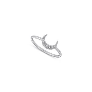 Halbmond Ring Gold - Diamant Mond Ring | Himmlischer Ring | Mond Verlobungsring oder rechte Hand Ring | Himmlischer Schmuck | Zierlicher Ring