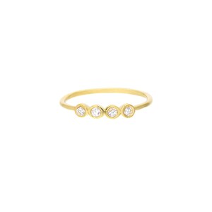 Bezel Setting Diamond Ring | 14K Gold Small Diamond Ring | April Birthstone Band | Tiny Diamond Ring | 14k Solid Gold Stacking Ring | Gift