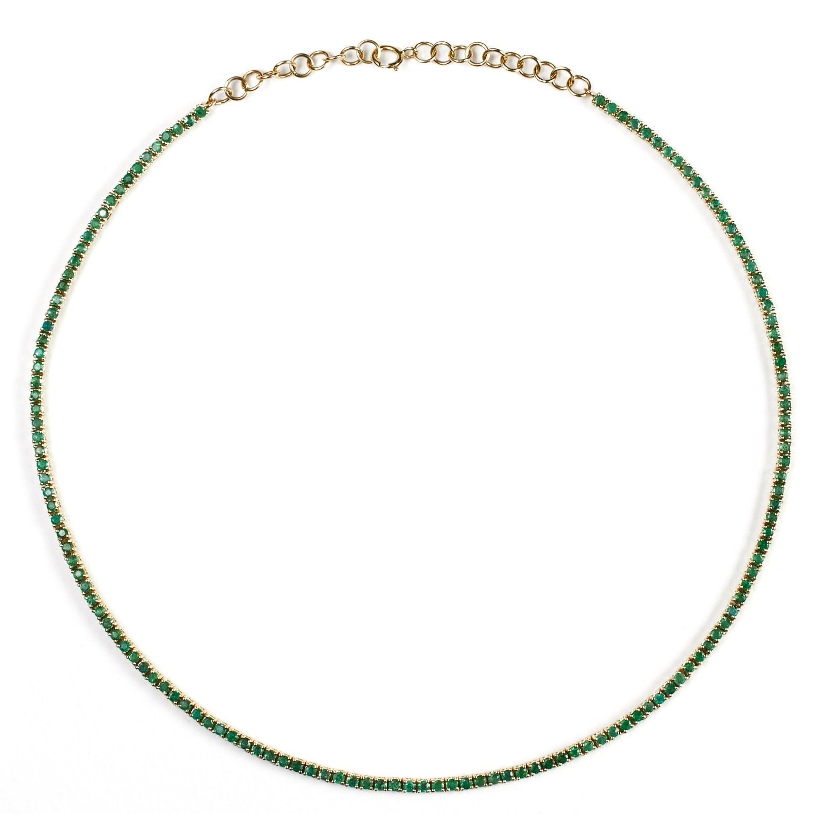 14K Gold Emerald Choker Tennis Necklace Etsy