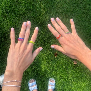 Enamel Rings | Stackable Enamel Rings | Enamel and Diamond | Enamel Band Rings | Gold Enamel Rings | White Enamel, Green Enamel, Blue Enamel