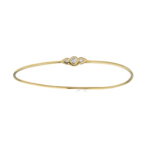 18k Yellow Gold 3 Diamond Bangle Bracelet