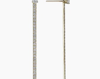 14K Gold Diamond Stick Earrings