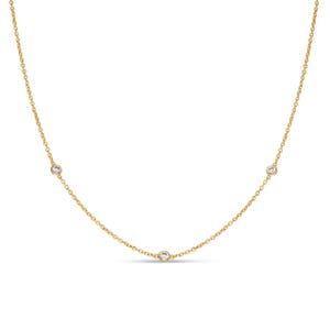Diamonds by the Yard Choker • Gold Diamond Station Necklace • Dainty Diamond Necklace • 14k Gold Choker • Floating Diamond Necklace