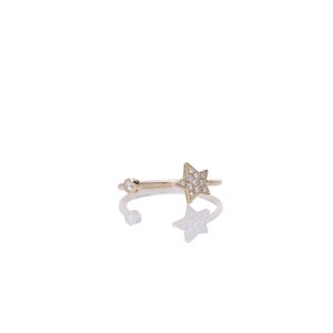 14K Gold Diamond Star Ring | Open Band Ring | Star Band | Star Engagement Ring | Celestial Ring | Celestial Band | Gold Star Ring, Fun Ring