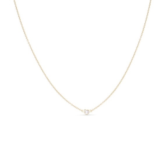 Petite Bezel-Set Diamond Curb Chain Choker 14K White Gold