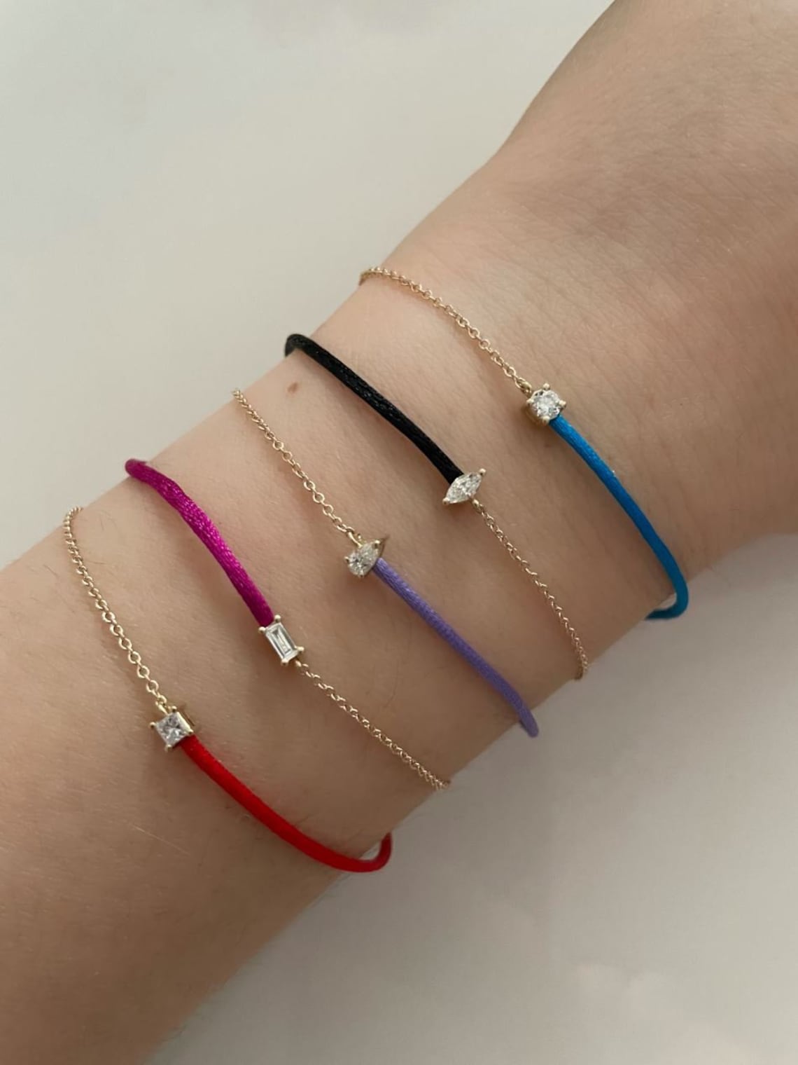 Diamond String Bracelet Custom String Bracelet Nylon String Etsy