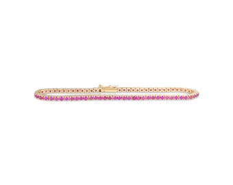 14K Gold Hot Pink Sapphire Tennis Bracelet