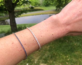 Blue Sapphire Tennis Bracelet | Sapphire Tennis Bracelet 14k | Yellow gold, White Gold, Rose Gold | Genuine Sapphires | Sapphire Bracelet