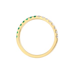 Emerald Stacking Ring • Gold Emerald Ring • Dainty Emerald Ring • Alternating Emerald and Diamond Ring • 14k Gold Stacking Minimalist Ring