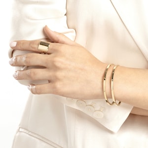 14K Gold Bangle Bracelets for Women - 14K Gold Bangle | 14K Solid Gold Bangle Bracelet | Gold Hinged Bracelet | Bangle Stack Goals