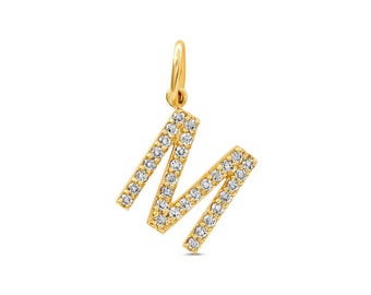 Guld initialhänge • Diamantbokstavsberlock • Personligt 14k guldhänge • Anpassat guldhalsband • Gåva till henne