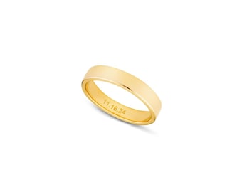 Gold Engraved Ring • Personalized Gold Ring • Custom Engraved Ring • Dainty Gold Ring • Engraved Jewelry Gift • Gold Band With Engraving