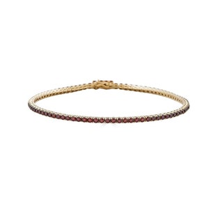 Garnet Birthstone Bracelet • 14k Gold Gemstone Tennis Bracelet • January Jewelry Gift • Dainty Gold Bracelet • Natural Garnet Jewelry