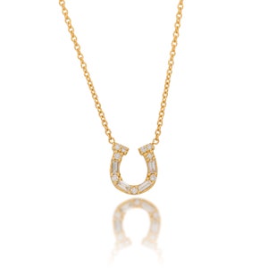 14K Gold Diamond Horseshoe Necklace