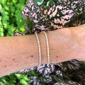 CZ Tennis Bracelet 14K Gold | Thin Tennis Bracelet CZ | Cubic Zirconia Tennis Bracelet Gold | Solid Gold Tennis Chain | CZ Line Bracelet