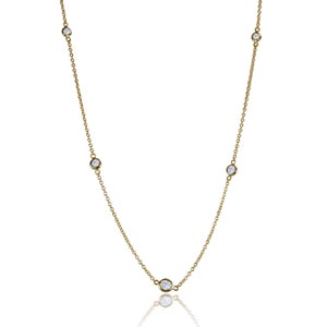 Diamond Station Necklace | Diamonds By The Yard Necklace | 14K Gold Station Necklace | 50th Birthday Gift For Women, Simple Diamond Necklace