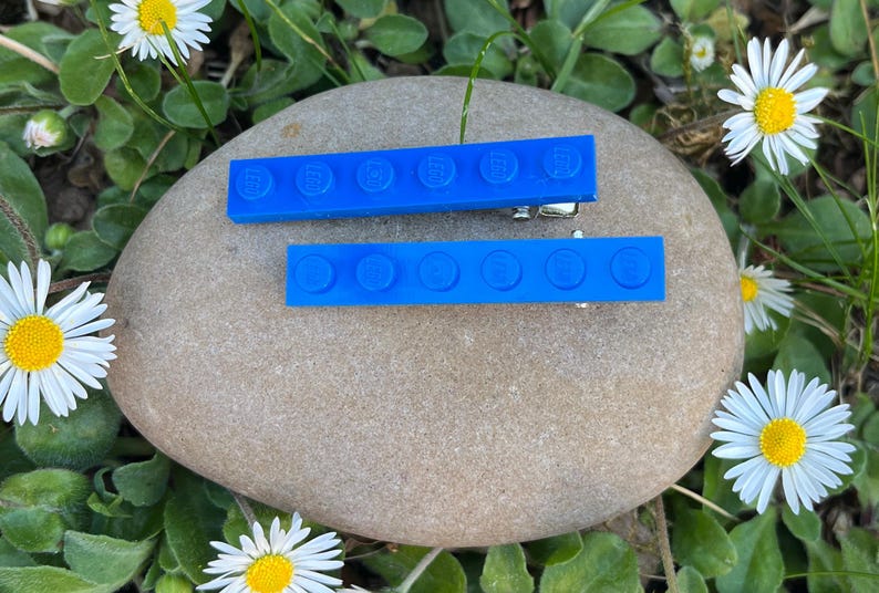 Hair clips, made with LEGO. Variety of colours. Back to school gift. Lego. AFOL. Blue