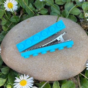 Hair clips, made with LEGO. Variety of colours. Back to school gift. Lego. AFOL. Sky Blue