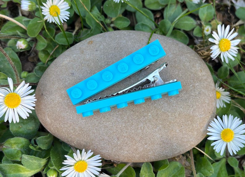 Hair clips, made with LEGO. Variety of colours. Back to school gift. Lego. AFOL. Sky Blue