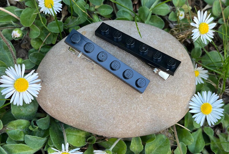 Hair clips, made with LEGO. Variety of colours. Back to school gift. Lego. AFOL. Black