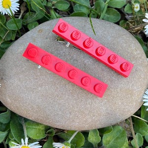 Hair clips, made with LEGO. Variety of colours. Back to school gift. Lego. AFOL. Red
