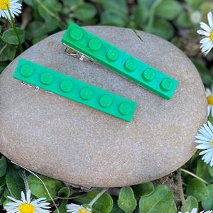 Hair clips, made with LEGO. Variety of colours. Back to school gift. Lego. AFOL. Green