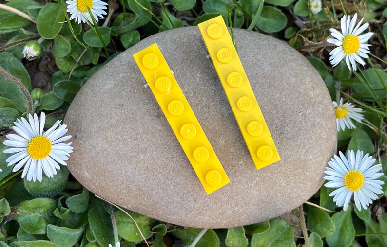 Hair clips, made with LEGO. Variety of colours. Back to school gift. Lego. AFOL. Yellow
