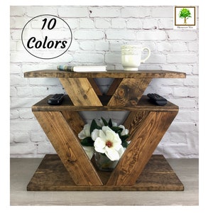 Wooden Coffee Table with Open Storage Shelf CUSTOM COLORS TV Stand Side Table Minimalist Geometric Cocktail Center Living Room Table