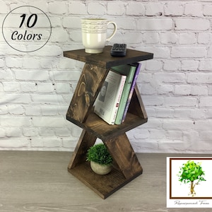 Minimalist Side Table with Shelf Natural Wood Triangle Bed End Nightstand Accent Table Plant Stand Practical Furniture Mother Day Gift