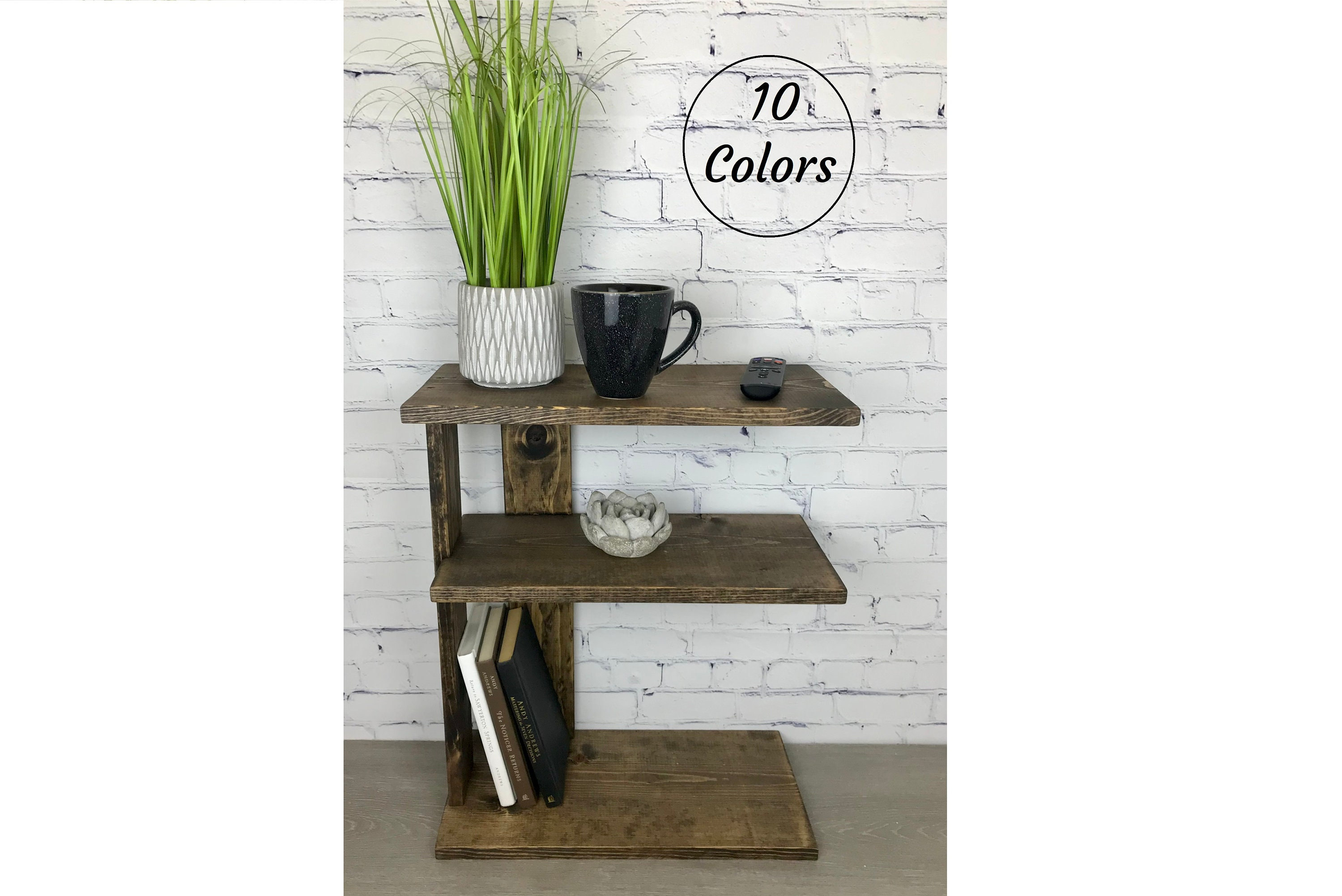 Wooden Side Table Book Shelf Nightstand Bedside Table Living Room ...