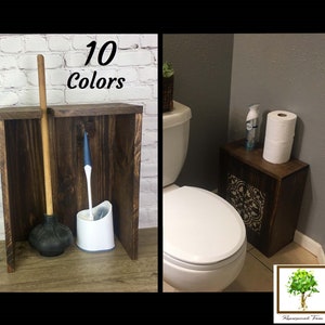 Bathroom Accessory Wooden Box Plunger Toilet Brush Cover Holder Practical Stylish Toilet Organizer Cabinet Decoration Hidden Storage Box