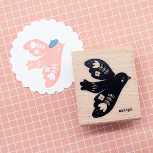 Stempel Vogel mit Blumenmuster Scandi