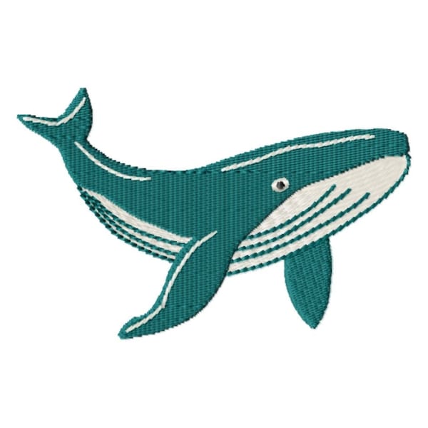 Blue Whale Machine Embroidery Designs, Fill Stitch Embroidery Patterns, 7 Sizes, Mini Whale Embroidery Pes Files, Ocean Animals Pes