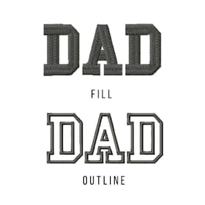 Diseño de bordado a máquina con la palabra "papá" digitalizado para gorras, letras en negrita, 8 tamaños pequeños de 1 a 4 pulgadas, patrones de bordado para el Día del Padre, archivos pes para papá