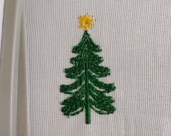 クリスマスツリーの機械刺繍デザイン：松のアウトライン、低ステッチ数