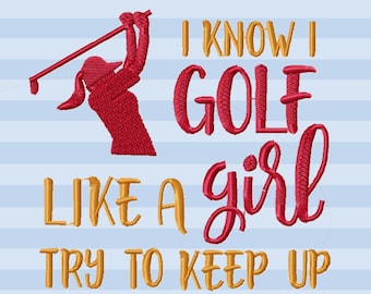 Grappige golfmachineborduurontwerpen voor vrouwen, 2 - 8 inch